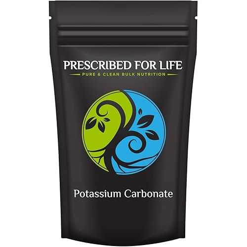 Prescribed for Life Potassium Carbonate Powder, Natural USP Food Grade Potash for Plants, Soap, Supplements, & More, Pure Bulk Potassium Powder (2kg / 4.4lb)