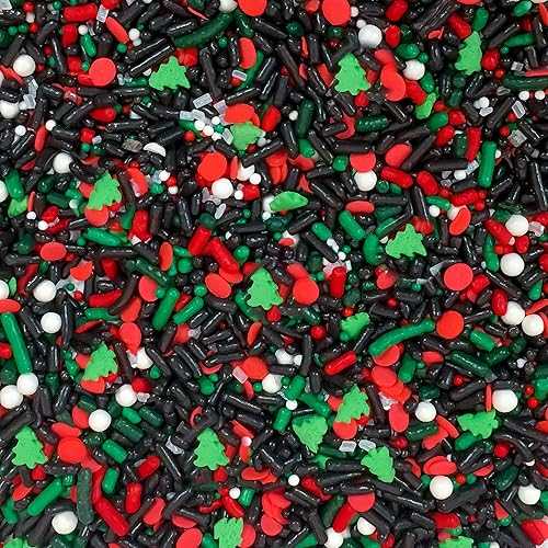 Sprinkle Deco Lumberjack Buffalo Red Black & Green Evergreen Trees Fall Holiday Edible Confetti Sprinkles Cake Cookie Cupcake IceCream Donut Quins 4oz