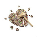 Sugar Plum Chocolates Valentines Chocolate Gift - Gourmet Heart Shaped Chocolate Pizza Chocolate Topped with Pretzels, Cookies, Chips and Chocolate Gems 1 Pizza with Mallet