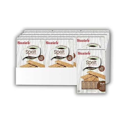 Suzie's Spelt Multi-seed Flatbread Crackers Pack of 12 Low-Fat & Vegan, Kosher, Whoelgrain Healthy Snack Option 4.6 oz each