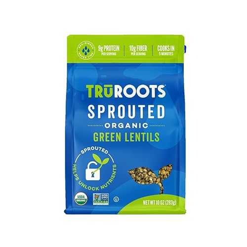TruRoots Organic Sprouted Green Lentils, 10 Ounces, Certified USDA Organic, Non-GMO Project Verified