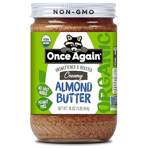 Once Again Organic Creamy Almond Butter, 16oz - Roasted - Salt Free, Unsweetened - USDA Organic, Gluten Free Certified, Peanut Free, Vegan, Kosher, Paleo - Glass Jar (1 Pack) Once Again Organic Creamy Almond Butter, 16oz - Roasted - Salt Free, Unsweetened - USDA Organic, Gluten Free Certified, Peanut Free, Vegan, Kosher, Paleo - Glass Jar (1 Pack)