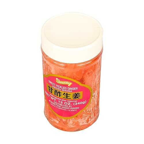 甘酢しょうが (生姜の甘酢漬け) - 白菊の 12 オンス。 Amasu Shoga (Sweet Pickled Ginger) - 12oz by Shirakiku.