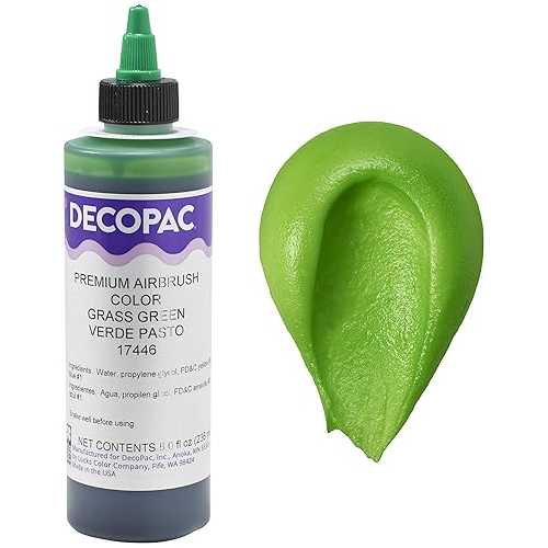 DecoPac Grass Green Food Coloring, 8 Fl Oz Airbrush Food Color, Edible Airbrush For Cake Decorating, Cookie Airbrush Coloring, Food Airbrush Kit Add-on, Airbrushes For Cake Decorating 8Fl Oz (Pack of 1)