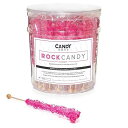 Candy Envy - Pink Rock Candy Sugar Sticks - Cherry Flavored - 36 Indiv. Wrapped