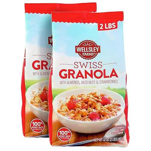 Wellsley Farms Swiss Granola Made with Real Fruits, Crunchy Oats, Almonds & Hazelnuts Perfect Addition for Yogurt, Cereal, & Snacks Favourite High Protein Breakfast l 2 lbs Per Pack
