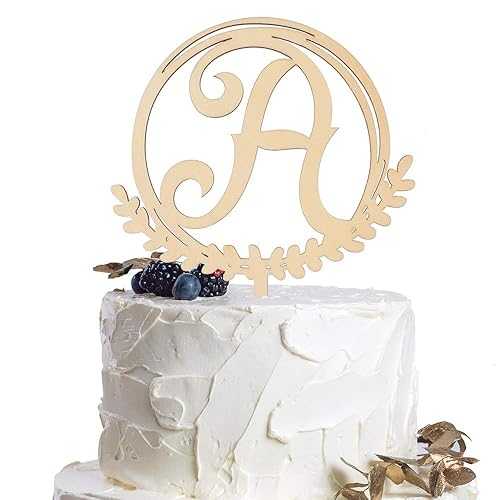 LINGTEER Personalized Inital Letter A Wooden Cake Topper Perfect for B...