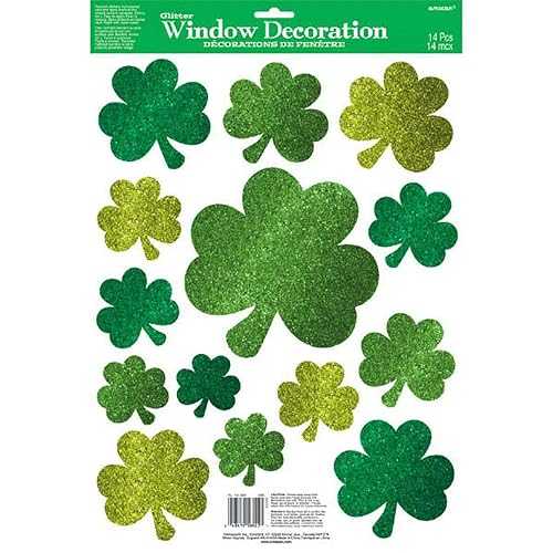 聖パトリックの日の幸運を願うグリッターデコレーション ビニール、18カラット Amscan St. Patrick's Day Lucky Wishes Glitter Decorations Vinyl, 18 Ct