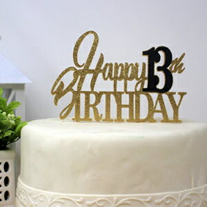 All About ܺ Happy 13th Birthday ȥåѡ (֥å & ) All About Details Happy 13th Birthday Cake Topper (Black & Gold)