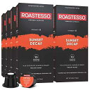 Roastesso コーヒー、サンセット デカフェ エスプレッソ ポッド、オリジナルライン マシンと互換性のあるネスプレッソ カプセル、ミディアム ロースト、強度 6、天然カフェインレス、カフェイン抜きリストレット (80 個) Roastesso Coffee, Sunset Decaf E