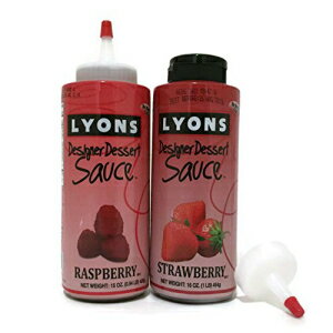 ライオンズデザートソースのラズベリーとストロベリーシロップ（2パック）とアプリケーターのヒント Raspberry and Strawberry Syrups by Lyons Dessert Sauce (Pack of 2) with Applicator Tips