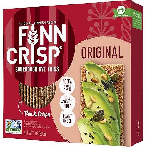 Finn Crisps Original Rye Crispbread 7oz Thin, Crispy Rye Flatbread Cra...