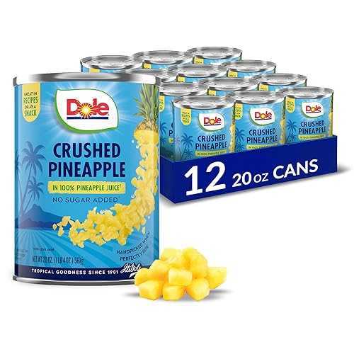 Dole Canned Fruit, Crushed Pineapple in 100% Pineapple Juice, Gluten Free, Pantry Staples, 20 Oz, 12 count, Pack May Vary