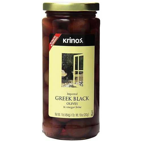 Krinos Black Olives in Brine, 16 Ounces (Pack of 6) Krinos Black Olives in Brine, 16 Ounces (Pack of 6)