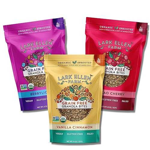 Lark Ellen Farm Vanilla Cinnamon, Cacao Cherry, Berrylicious Grain Free Granola Clusters, Raw Sprouted Certified Organic Vegan, Nut and Seed Mix, Low Carb and Sugar, Paleo, Crunchy Gluten Free Bites for a Healthy Lark Ellen Farm Vanilla Cinnamon, Cacao Cherry, Berrylicious Grain Free Granola Clusters, Raw Sprouted Certified Organic Vegan, Nut and Seed Mix, Low Carb and Sugar, Paleo, Crunchy Gluten Free Bites for a Healthy