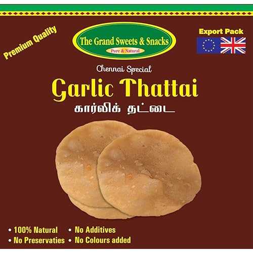 楽天Glomarketザ グランド スイーツ&スナック ガーリックサッタイ 170グラム The Grand Sweets & Snacks Garlic Thattai - 170 Grams