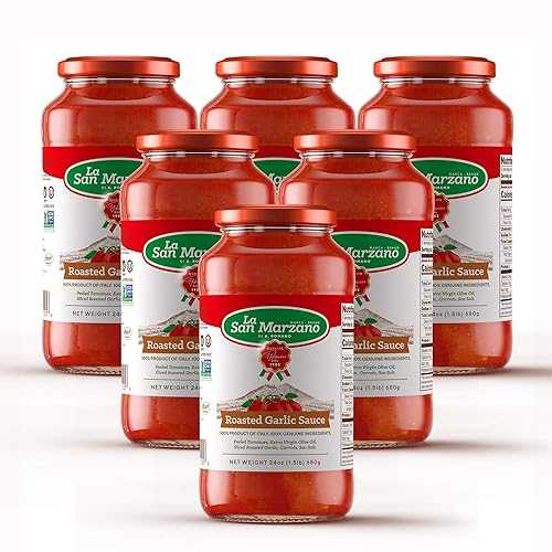 La San Marzano Roasted Garlic Sauce, 24 oz, Pasta Sauce Made in Italy, All Purpose Tomato Premium Quality, All Natural, Mediterranean Diet, Non GMO, Vegan, Gluten Free La San Marzano Roasted Garlic Sauce, 24 oz, Pasta Sauce Made in Italy, All Purpose Tomato Premium Quality, All Natural, Mediterranean Diet, Non GMO, Vegan, Gluten Free