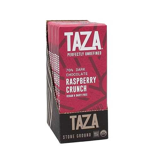 Taza Chocolate Organic Amaze Bar 70% Stone Ground, Raspberry Crunch, 2...