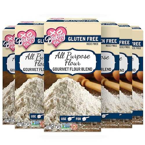 XO Baking Co. Gluten Free All Purpose Flour - Gourmet Flour Blend; Non-GMO; Kosher; Rice and Peanut Free; Paleo Friendly; No Preservatives; No Artificial Flavors or Colors, 21oz (Pack of 6)
