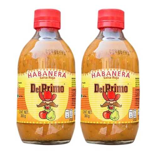 Del Primo Salsa Sauce 10.5oz Bottle (Habanera Red, 2 Pack)