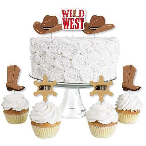 Big Dot of Happiness Western Hoedown – デザートカップケーキトッパー – Wild West Cowboy Party Clear Treat Picks – 24個セット Big Dot of Happiness Western Hoedown - Dessert Cupcake Toppers - Wild West Cowboy Party Clear