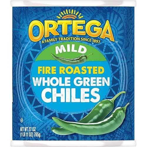 オルテガペッパーズ、ホールグリーンチリ、マイルド、27オンス(12個パック) Ortega Peppers, Whole Green Chiles, Mild, 27 Ounce (Pack of 12)
