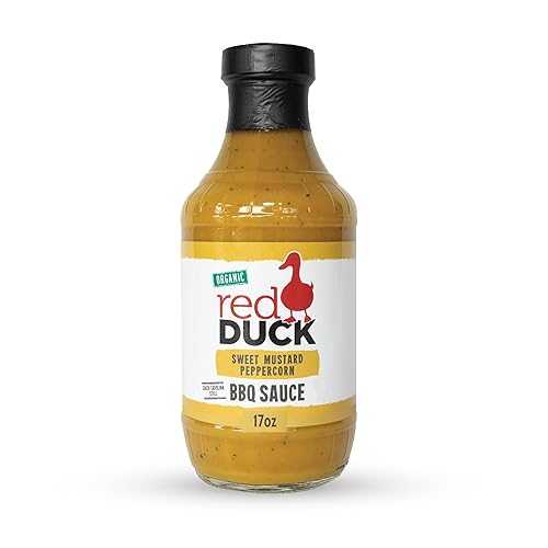 Red Duck Sweet Mustard Peppercorn Organic BBQ Sauce, mustard bbq sauce, 17 ounces