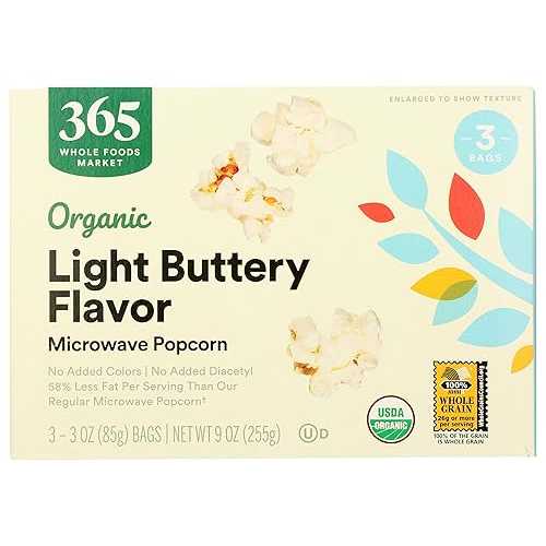 365 by Whole Foods Market, Organic Light Butter Microwave Popcorn, 9 Ounce