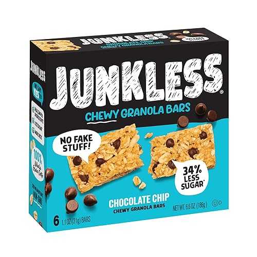 Junkless Chocolate Chip Chewy Granola Bars - Less Sugar, Great Tasting...
