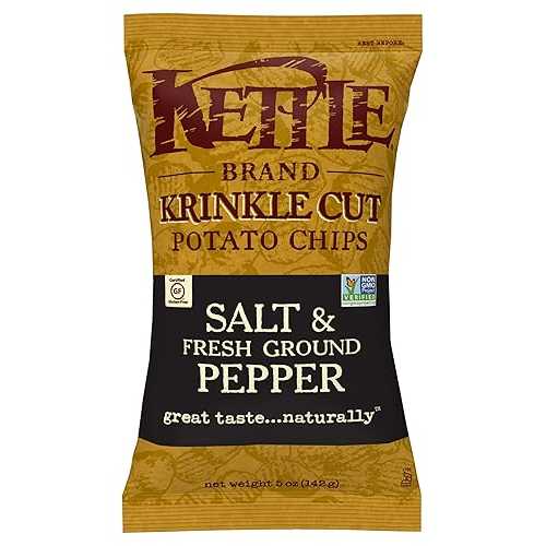 Kettle Brand Potato Chips, Krinkle Cut Salt & Fresh Ground Pepper, 5 O...