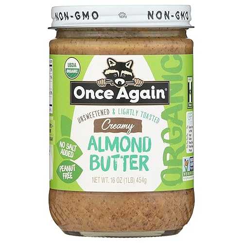 オーガニック軽くトーストしたクリーミーアーモンドバター、16オンス Once Again Organic Lightly Toasted Creamy Almond Butter, 16 oz
