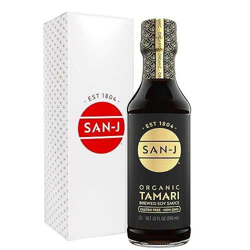 San-J - Organic Gluten Free Tamari Soy Sauce - Specially Brewed - Made with 100% Whole Soy - 10 oz. Bottle