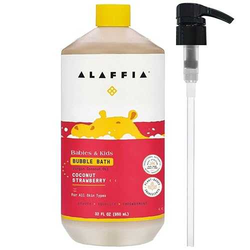Alaffia Babies & Kids Bubble Bath, Coconut Strawberry, Pump Included Gentle Cleanser with Raw Shea Butter and Hibiscus, 32 Fl Oz Alaffia Babies & Kids Bubble Bath, Coconut Strawberry, Pump Included Gentle Cleanser with Raw Shea Butter and Hibiscus, 32 Fl Oz
