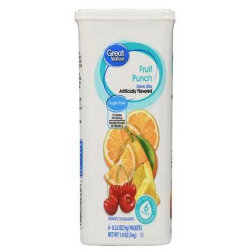 お買い得: フルーツポンチドリンクミックス、1.9オンス - 6パケット (2パック) Great Value: Fruit Punch Drink Mix, 1.9 Oz - 6 Packets (2 Pack)