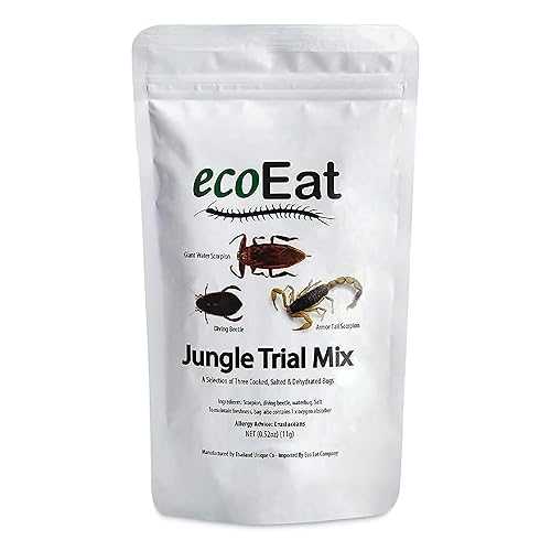 ecoEat Edible Bugs Mixed Trail Mix 11g Bag- Edible Insects Glant Water Scorpion, Diving Beetle, Armor Tail Scorpion- Snack Food Gifts
