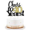 LVEUD Black Font Golden Numbers Cheers to 40 Years Happy Birthday Cake Topper -Wedding,Anniversary,Birthday Party Decorations (40th)
