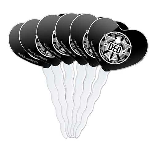 GRAPHICS & MORE Supergirl TV Series DEO Department of Extranormal Operations Emblem Heart Love Cupcake Picks Toppers Decoration Set of 6(4)