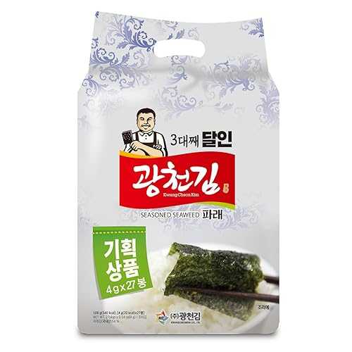 KIMNORI Kwangcheonkim Seasoned Seaweed Snacks Sheets 27 Individual Packs Roasted Premium Natural Laver 4g x 27 Pack Net 108 Grams
