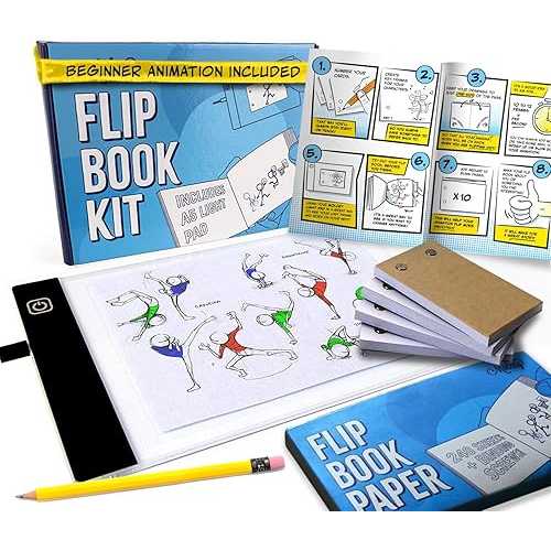 Molcey Flip Book Kit with LED Light Pad. Includes 240 Sheets Flip Book...