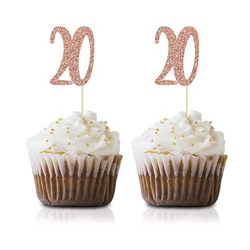 ローズゴールド 20歳の誕生日カップケーキトッパー 24個パック 数字20 グリッター ハッピーバースデーパーティーカップケーキトッパー デコレーション MAGJUCHE Rose Gold 20th Birthday Cupcake Topper, 24-Pack Number 20 Glitter Happy Birthday Par ローズゴールド 20歳の誕生日カップケーキトッパー 24個パック 数字20 グリッター ハッピーバースデーパーティーカップケーキトッパー デコレーション MAGJUCHE Rose Gold 20th Birthday Cupcake Topper, 24-Pack Number 20 Glitter Happy Birthday Par