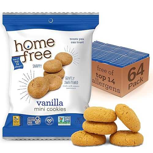 Homefree Treats You Can Trust グルテンフリー ミニクッキー、1回分、バニラ、70%オーガニック、1.1オンス(64個パック) Homefree Treats You Can Trust Gluten Free Mini Cookies, Single Serve, Vanilla, 70% Organic, 1.1 Ounce (Pack o