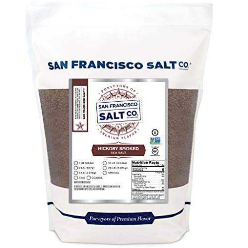 ヒッコリー スモーク シー ソルト 2 ポンド バッグ - ファイングレイン by San Francisco Salt Company Hickory Smoked Sea Salt 2 lb. Bag - Fine Grain by San Francisco Salt Company