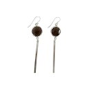 Brown Smoky Quartz Gemstone Round Sterling Silver Bar Earrings Fall Fashion Gift...