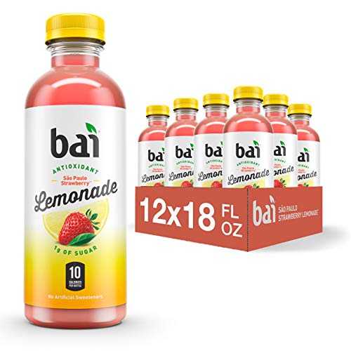 Bai Flavored Water, S o Paulo Strawberry Lemonade, Infused Drinks, 18 Fluid Ounce Bottle (Pack of 12)
