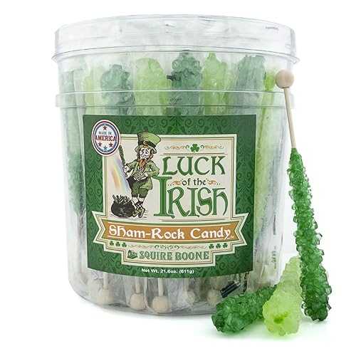 ブーンズミル ホリデーテーマのロッククリスタルキャンディスティック セント・パトリックス - アイルランド人の幸運 36カウント Boone's Mill Holiday Themed Rock Crystal Candy Sticks St. Patricks - Luck of the Irish 36 Count