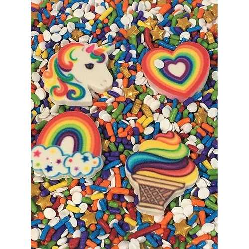 Sprinkle Deco Rainbow Unicorn Edible Confetti Sprinkles Cake Cookie Cupcake IceCream Donut Quins 6oz