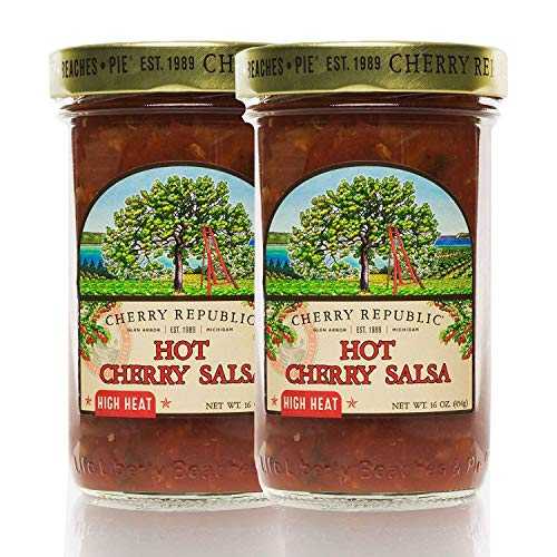 Cherry Republic ホットチェリーサルサ - 本物のミシガンチェリーを使用した高温サルサミックス - ホット＆スパイシーなフルーツサルサ - レシピの材料やディップとして最適 - 2 x 16 オンス Cherry Republic Hot Cherry Salsa - High Heat Salsa Mixのサムネイル