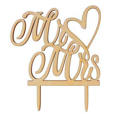 WINOMO Mr Mrs 木製レター ハート ウェディングケーキトッパー デコレーション WINOMO Mr Mrs Wooden Letters Heart Wedding Cake Topper Decoration