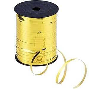 3/16 インチ 圧着カーリングリボン バルーンリボンスプール 500 ヤード クリスマスバルーンやギフトラッピング用 (メタリックゴールド) Outus 3/...