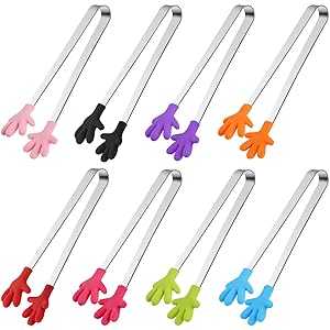 Shindel Silicone Mini Tongs, 8pcs 5-inch Kids Tongs,Colourful Small Food Tongs for Serving Food,..